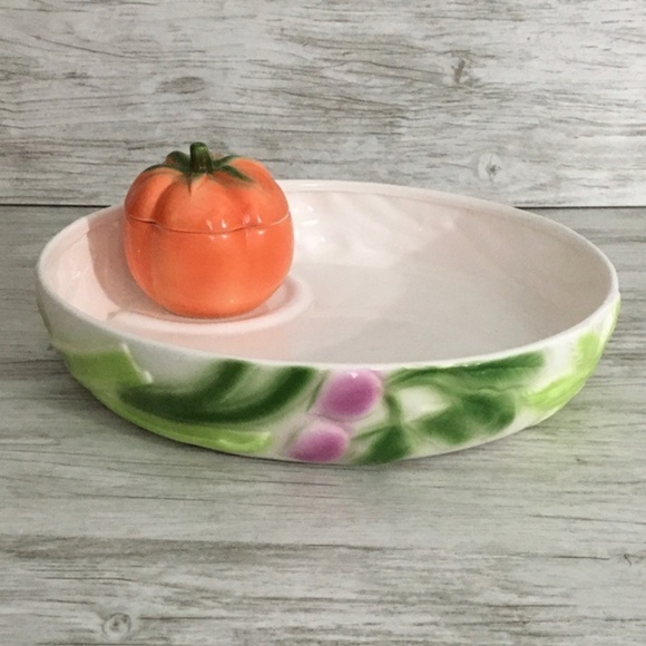 Tomato Vegetable Dip Platter Serving Plate Orange Green White Party Dinner - Picture 8 of 9